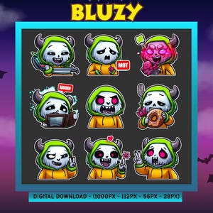Cute & Creepy Twitch Emotes | Bluzy Style Emotes for Streamers | Digital Download