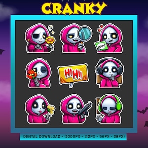 Dark Kawaii Emotes Bundle | Cranky  Inspired | Streamer Emote Download