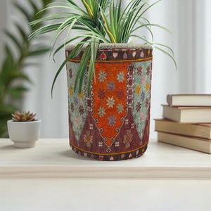 トルコラグプランター、 植物ホルダーバスケット、 手作りキリムプランター、 織物バスケットプランター、 ボヘミアンプランター、 屋内植物バスケット、 植物ホルダーバスケット、