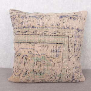 Ethnical Kilim Rug Pillow, Vintage Kilim Pillow, 28x28 Pillow for Sofa, Vintage Kilim Throw Pillow, Beige Cushion, Textured Pillow,