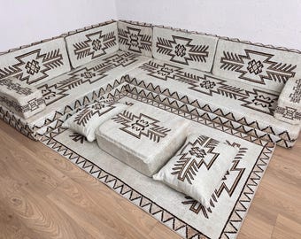 U Shapped Sofa, Arabic Sofa, Floor Cushion Set, Oriental Floor Sofa Set, Lounge Sofa, Turkish Sofa Set, Home Pillow Decor, Turkish Pouf,
