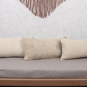 Beige Flat Turkish Pillow, 30x60 cm Oriental Natural Kilim Pillow, 12x24 inches Handwoven Turkish Kilim Pillow Cover