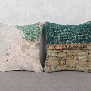 Conjunto de 2 capas de almofadas verdes, 30,5 x 30,5 cm, almofadas decorativas vintage tecidas com padrão desbotado e tecido texturizado, decorações em verde suave