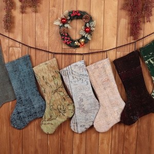 Antique Rug Stocking, Handmade Christmas Stocking, Decorative Stocking, Ethnic Stocking, Gift Stocking, Handcrafted Rug Stockings,