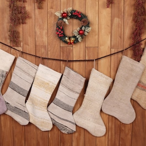 Vintage Kilim Stocking, Xmas Stocking, Holiday Stocking, Candy Stockings, Wall Hanging Socks, Santa Claus Gifts, Christmas Stocking Set,