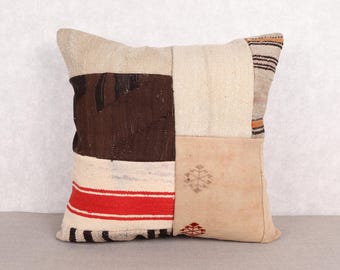 Boho örngott, Prydnadskudde i kelim, handgjord kelimkudde 28x28, vintage kelimkudde, beige örngott, lapptäckeskudde,