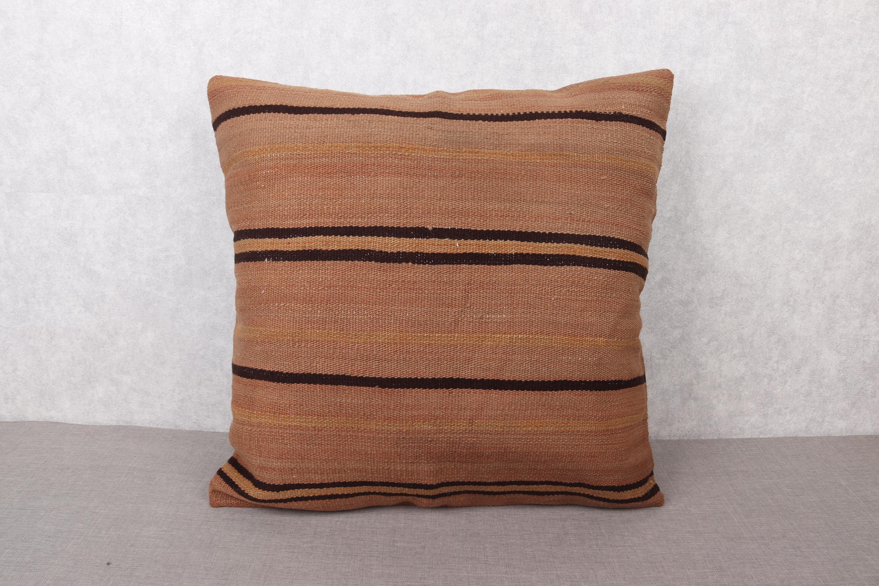 Kilim Pillow, Boho Pillow Sham Cover, 28x28 Vintage Kilim Throw Pillow, Pillow for Couch, Beige Cushion Case, Ethnic Striped Kilim Pillow,