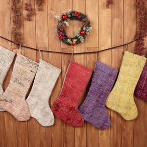 Turkish Rug Stocking, Vintage Christmas Stocking, Luxury Christmas Stocking, Boho Christmas Stocking, Woven Stocking, Tribal Xmas Stocking,