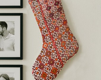 サンタクロースのストッキング、赤と緑のホリデーソックス、クリスマス