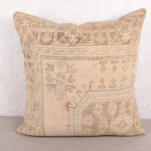 Vintage Kilim Throw Pillow, Vintage Pillow, 32x32 Throw Kilim Pillow, Pillow for Couch, Beige Cushion Case, Rug Pillow, Luxury Pillow,