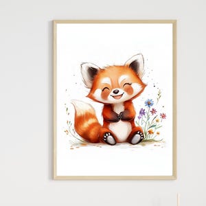 Red Panda Wall Art Print, Cute Animal Art Print, Kid&#39;s Room Decor, Nursery Decor, Gift for Wildlife Lovers, Home Decor, Adorable