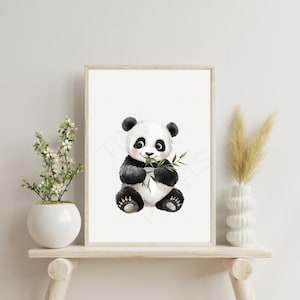 Panda Wall Art Print, Adorable Panda Decor, Nursery Wall Art, Animal Poster for Kids Room, Gift for Animal Lovers