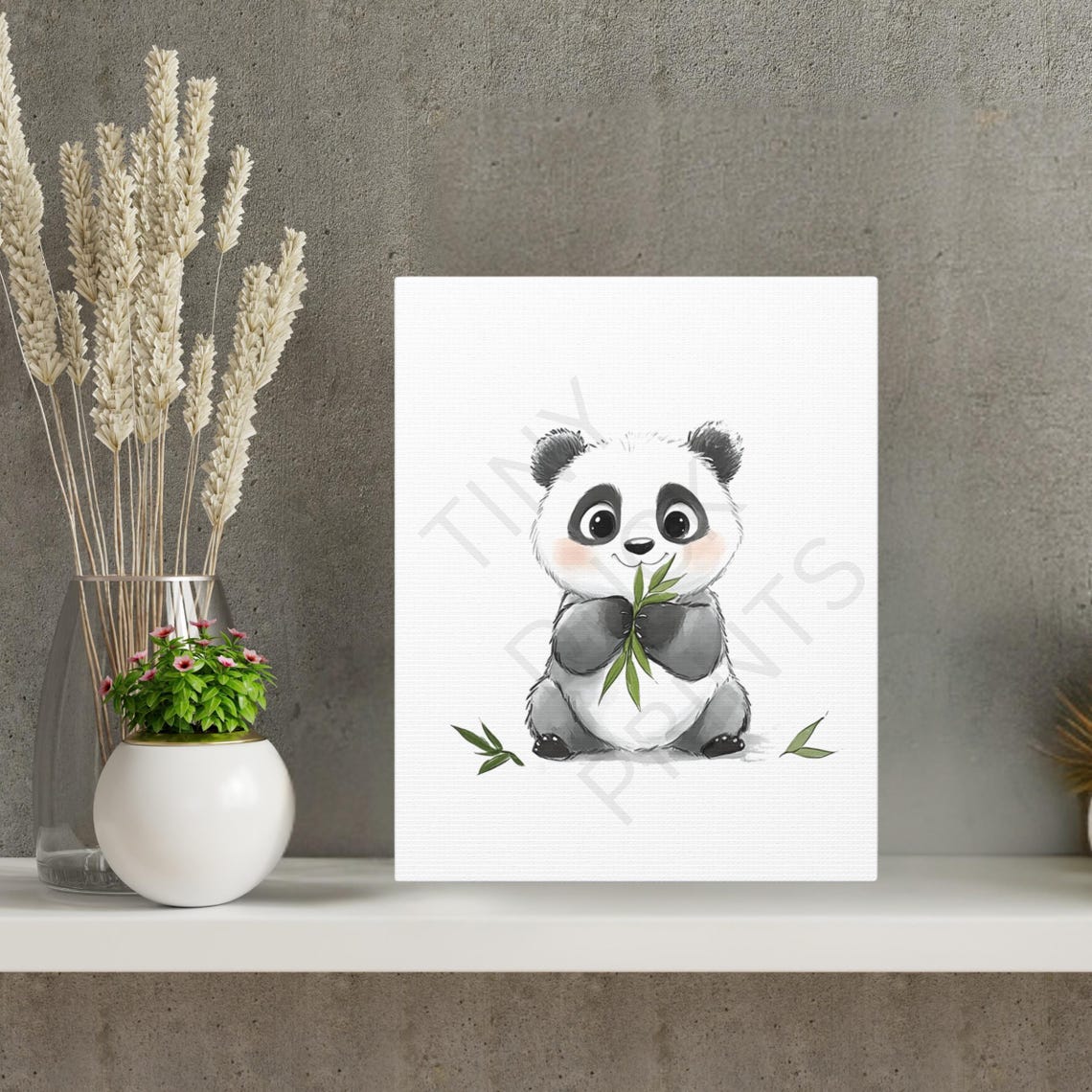 Cartoon Panda Canvas Wall Art, Kid's Room Decor, Baby Shower Gift ...