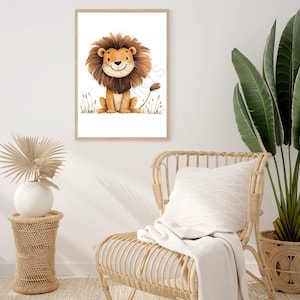 Baby Lion Wall Art Print, Cute Animal Wall Decor, Kids Room Print, Nursery Wall Art, Safari-Themed Decor, Whimsical, Safari