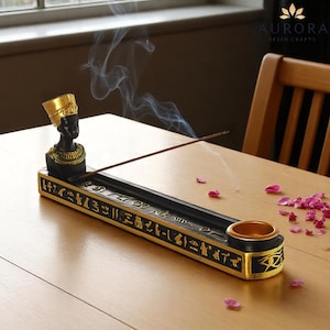 Ägyptischer Katzengott-Weihharz-Brenner mit handgefertigtem verzierten Design, spiritueller Meditationshalter und Retro-Innendekoration
