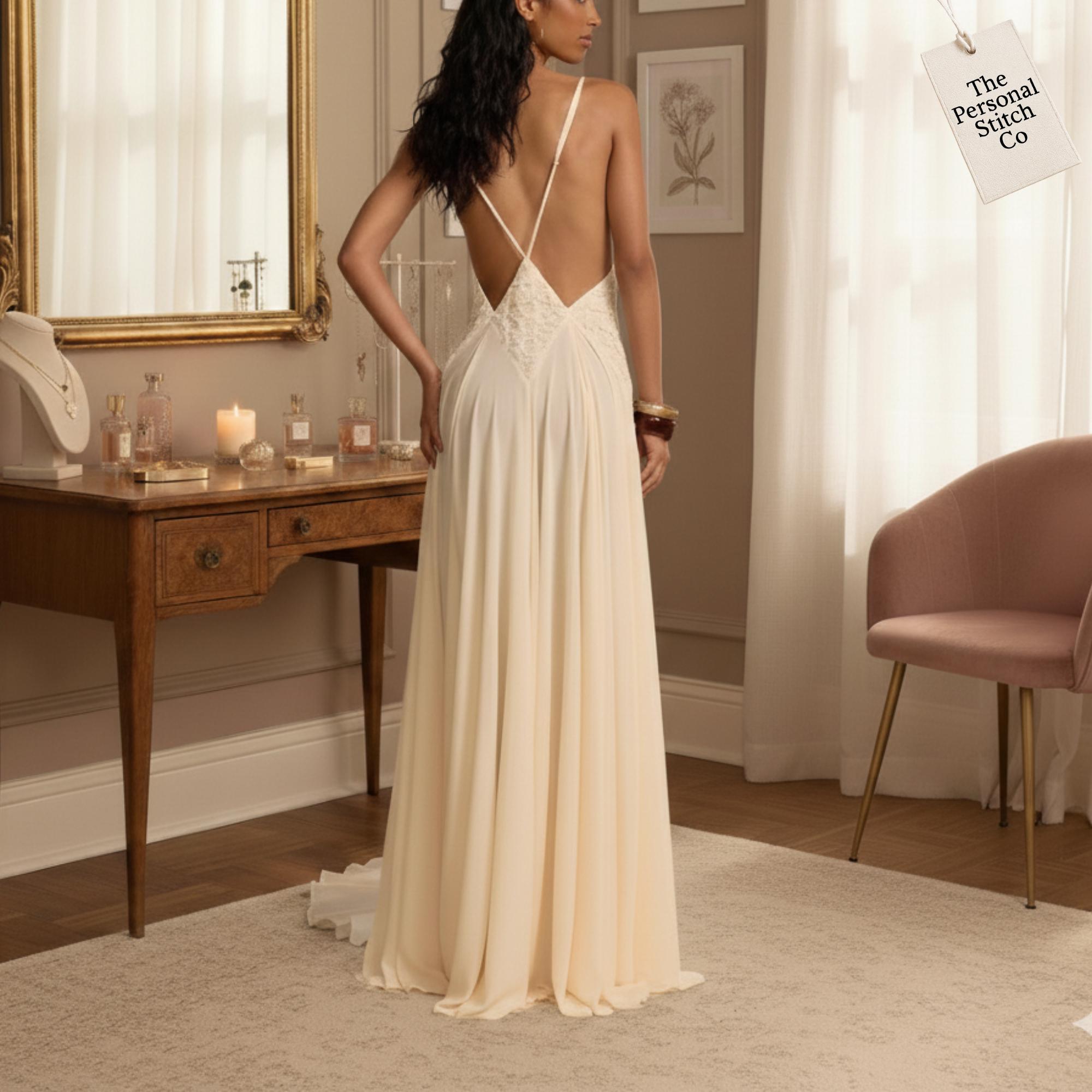 Robe de mariée transparente crème en dentelle