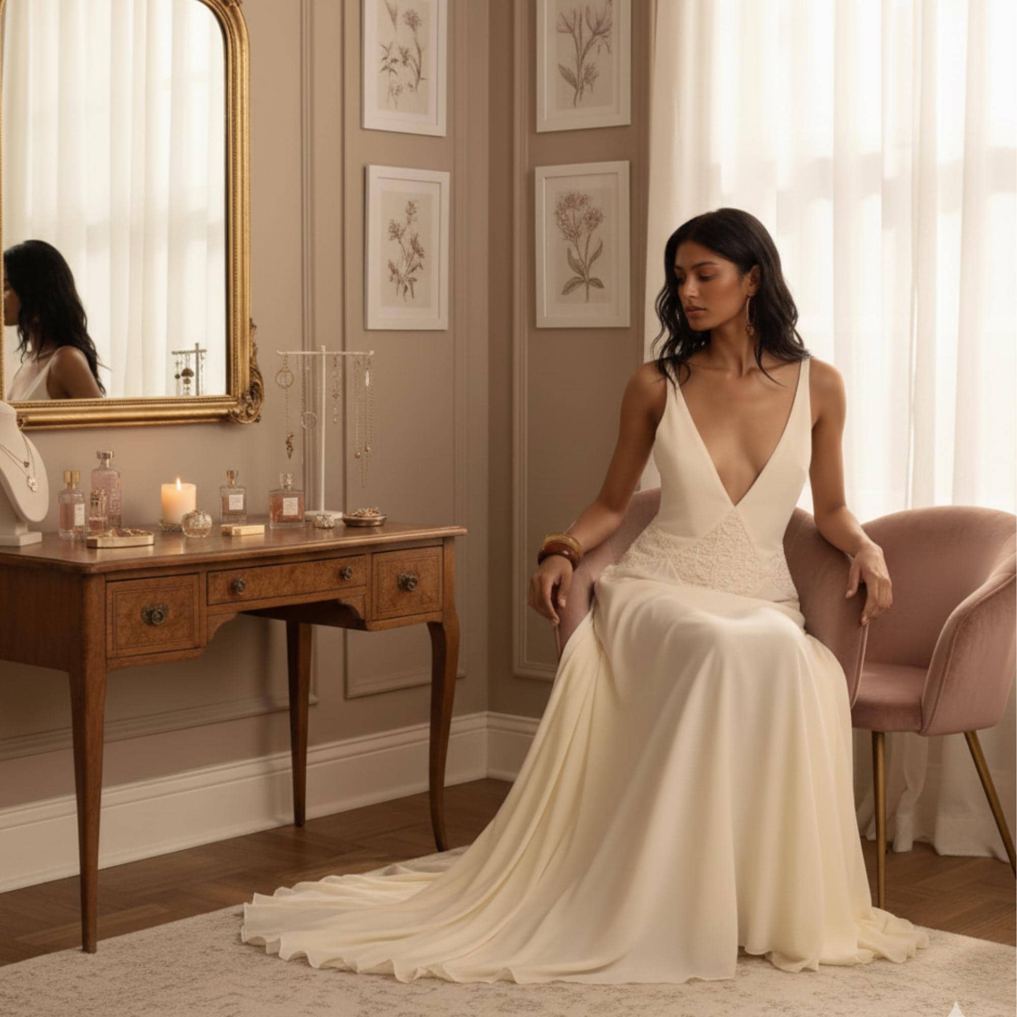 Robe de mariée transparente crème en dentelle