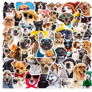 53PCS Cute Dog Stickers for Kids, Funny Dog Stickers Puppy Animal Decals for Water Bottles Journaling Scrapbook Laptop Phone Luggage