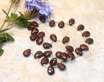 Red Jasper Briolettes: Teardrop Gemstone Beads, 15 Inch Strand