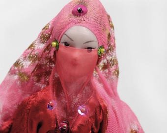 Vintage Collectible Art Doll, Middle Eastern Folk Art Doll