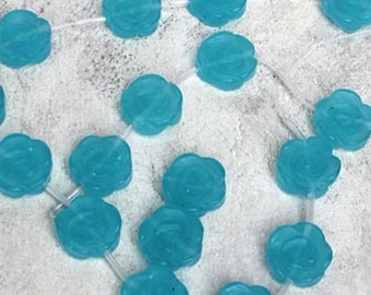 Blue Rose Glass Beads, Flower Beads, Destash Bargain Beads, Jewelry and Beading Supplies