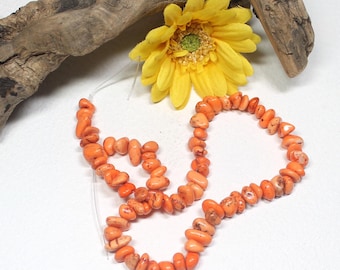 Orange Howlite Nugget Beads: 15 1/2-inch Stone Strand