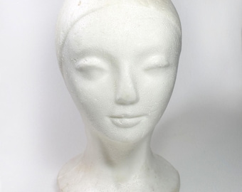 Female Styrofoam Head with Face, Wig or Hat Display