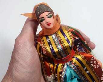 Vintage Middle Eastern Collectible Art Doll, Folk Art Figurine