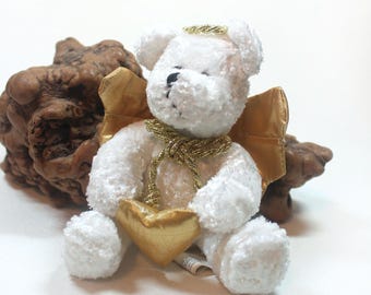 Vintage White Angel Bear: Christmas Stuffed Toy