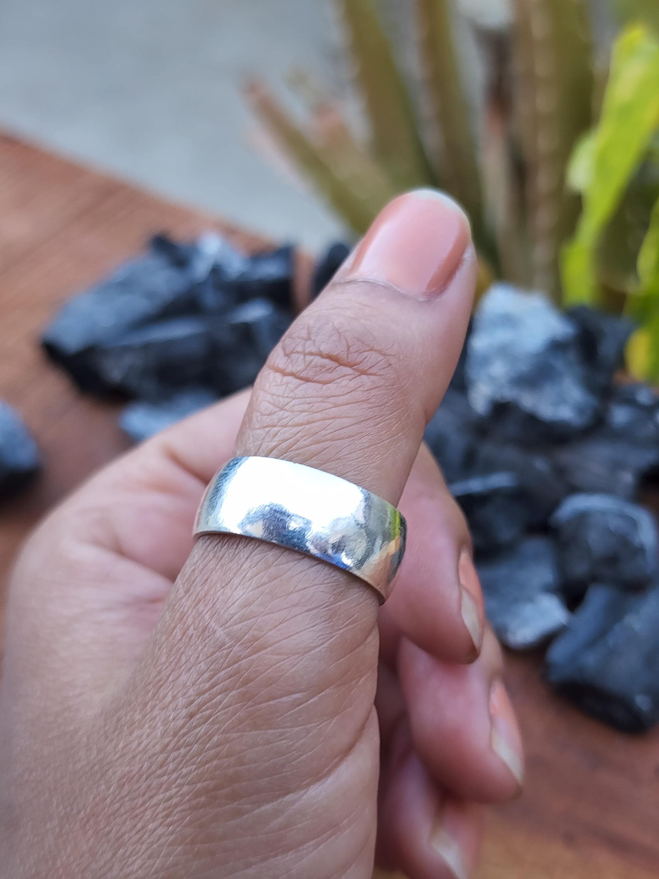 Handmade Sterling Silver Band Ring – Simple Wide Cigar Ring, Boho Minimalist Thumb Ring, Unisex Silver Jewelry, 925 Silver ring, Gift Ring