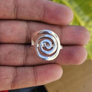 Sterling Silver Spiral Ring: Handmade Swirl Design, Minimalist Boho Jewelry