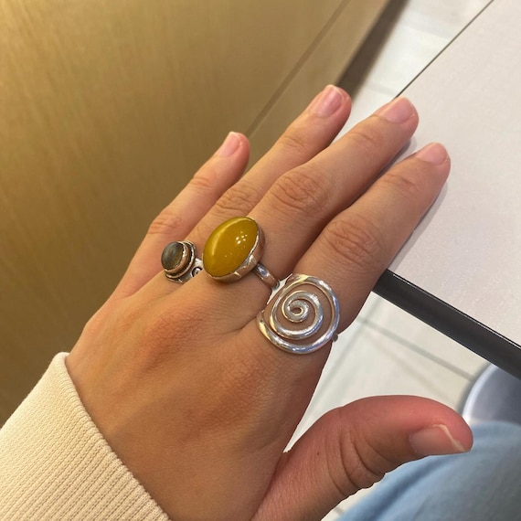 Sterling Silver Spiral Ring: Handmade Swirl Design, Minimalist Boho Jewelry