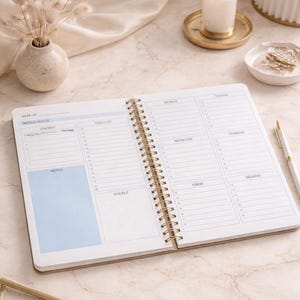 Planejador semanal minimalista para impressão em formato A5, ideal para planejamento semanal de TDAH e visão geral - AZUL