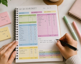 50/30/20 Budget Planner – Printable or Digital Finance Worksheet