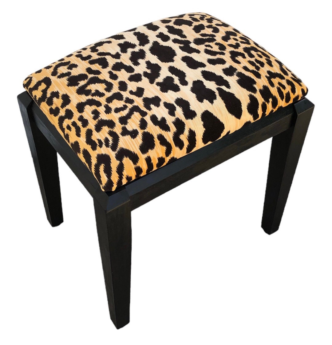 Leopard Bench Braemore Velvet Animal Print Hand Painted