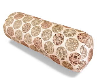 Beige and Brown 18x6 Neck Roll Bolster Pillow For Your Bed or Sofa