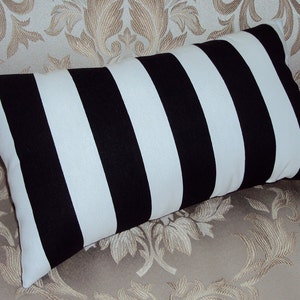 Black and White Stripe Decorative Lumbar Pillow Cover - Available In Several Sizes -BESTSELLER