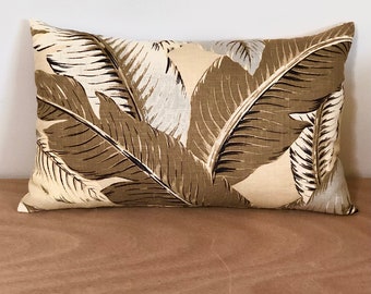 Linen Swaying Palms Lumbar Pillow For Bed Or Sofa -  20 x 12