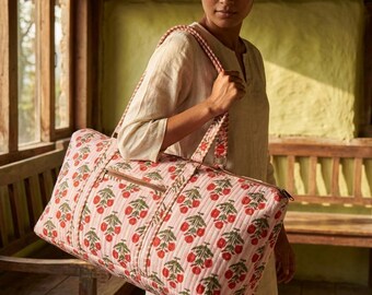Handgemachte Rote Floral Gesteppte Baumwolle Yoga Matte Tasche, Boho Carrier