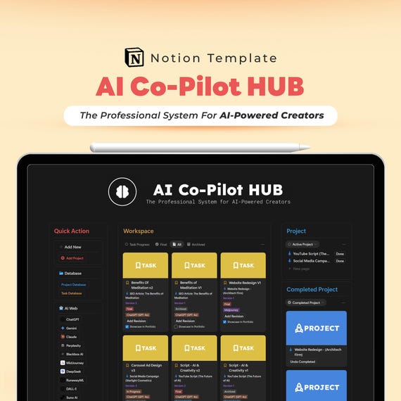 Al Notion Template for Creatives | Master Your Al Workflow & Build a Pro Portfolio | Project Manager and Prompt Library