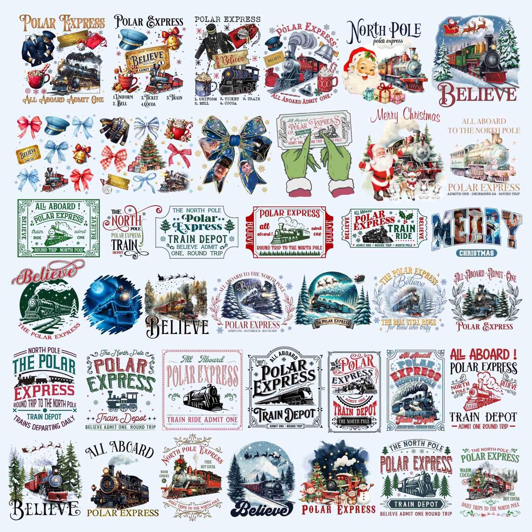Polar Express Png Bundle: Believe North Pole Train Png, Christmas Train ...
