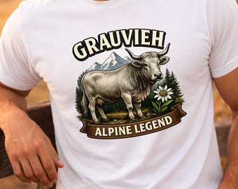 Cow T-shirt as a gift for farmers – Grey Cattle motif from agriculture, ideal farm gift for farmers.