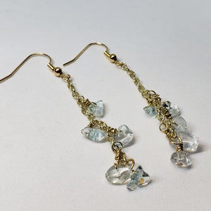 Gemstone Chip Chain Earrings, 2.75 Inch Long Dangle Crystal Earrings