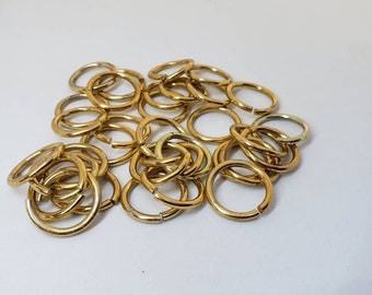 Light Weight 13.2 mm Shiny Gold Aluminum Jump Rings, Jewelry Making Supplies