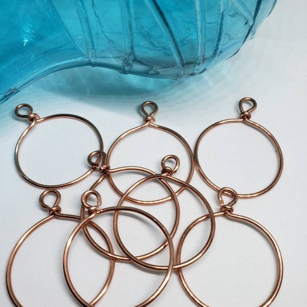 1.5" Inch Diameter Handcrafted Hand Bent 14 Gauge Raw Copper Necklace Pendant Frames or Earring Hoops, Tree of Life Pendant Frame