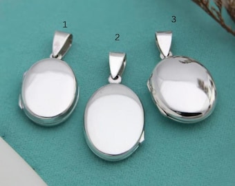 Sterling Silver Oval Locket – Keepsake Photo Pendant, 3 Sizes