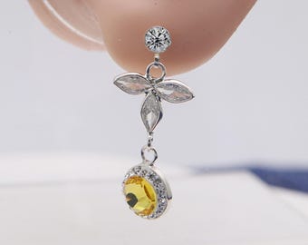 Pendientes colgantes de cristal de plata 925 – Pendientes Fairycore Marquise Petal