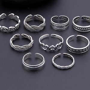 Justerbara tåringar i 925 sterlingsilver – Oxiderat bohemiskt vintage fotsmycke