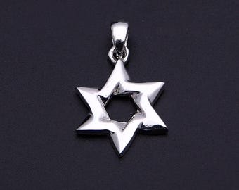 Sterling Silver Star of David Pendant, Gothic Ninja Shuriken Charm