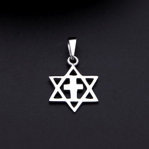 925 Sterling Silver Star of David Cross Pendant – Messianic Jewish Christian Symbol, Faith Jewelry for Men & Women Interfaith